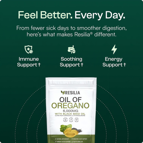 Resilia Oil Of Oregano Softgels with Black Seed Oil Non-GMO